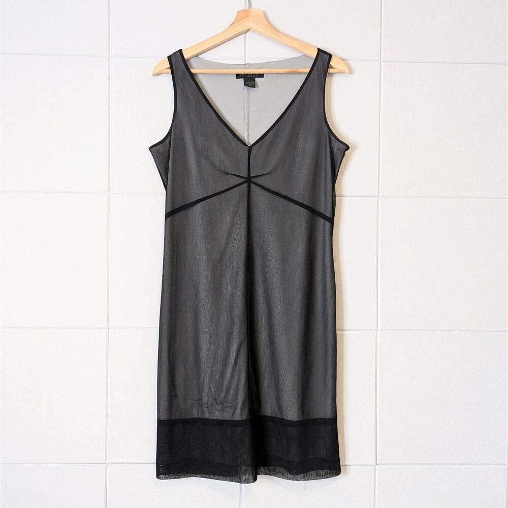 Vintage 90s 00s Express sheer mesh minimal grunge V neck slip dress